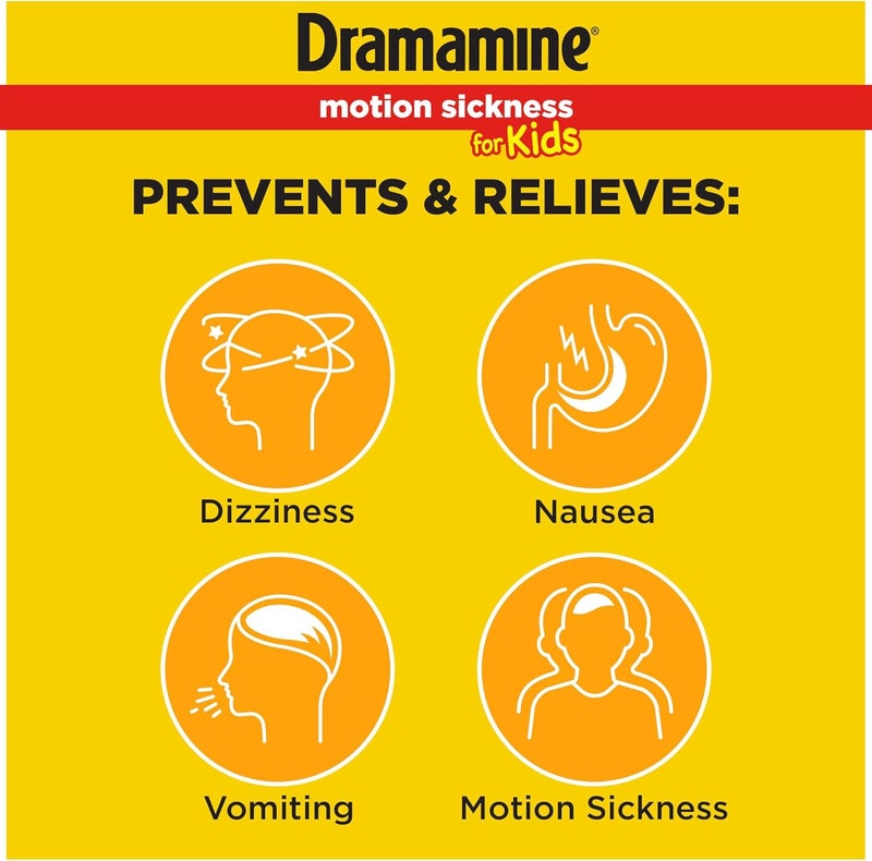 Dramamine Motion Sickness Relief for Kids - Chewable Grape Flavor, 8 Count - Image 2